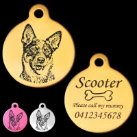 Australian Cattle Dog Engraved 31mm Large Round Pet Dog ID Tag